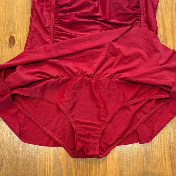 NWOT Womens Vintage Ruched Padded Tummy Control One Piece Swimsuits Swimdress XL - Picture 6 of 11